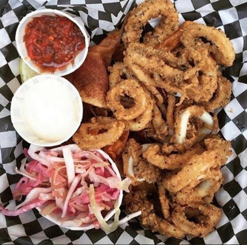 Calamari platter with chips and coleslaw (Photo by jadefournier)