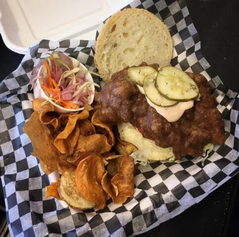 Beer-battered fish burger